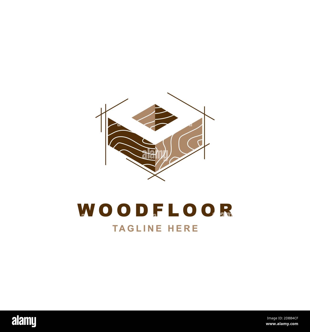 Logo in legno con modello di disegno vettoriale a forma di lettera O. Illustrazione Vettoriale