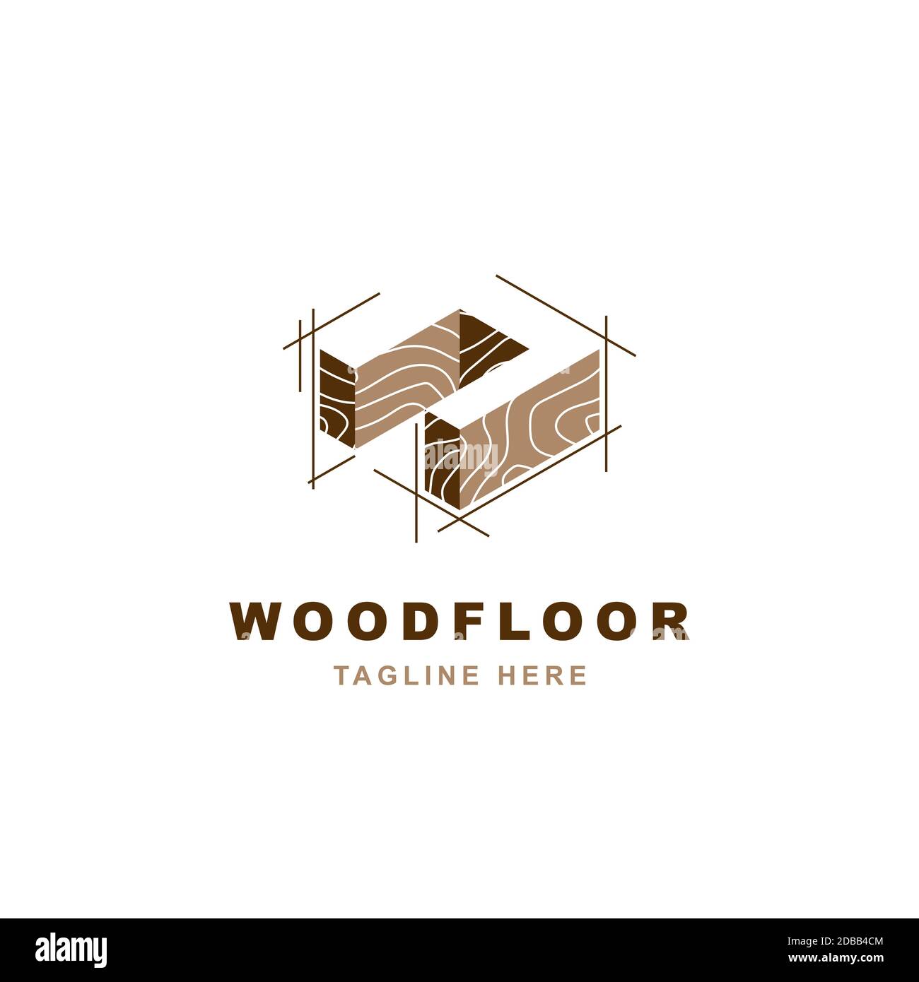 Logo in legno con modello vettoriale a forma di lettera N. Illustrazione Vettoriale
