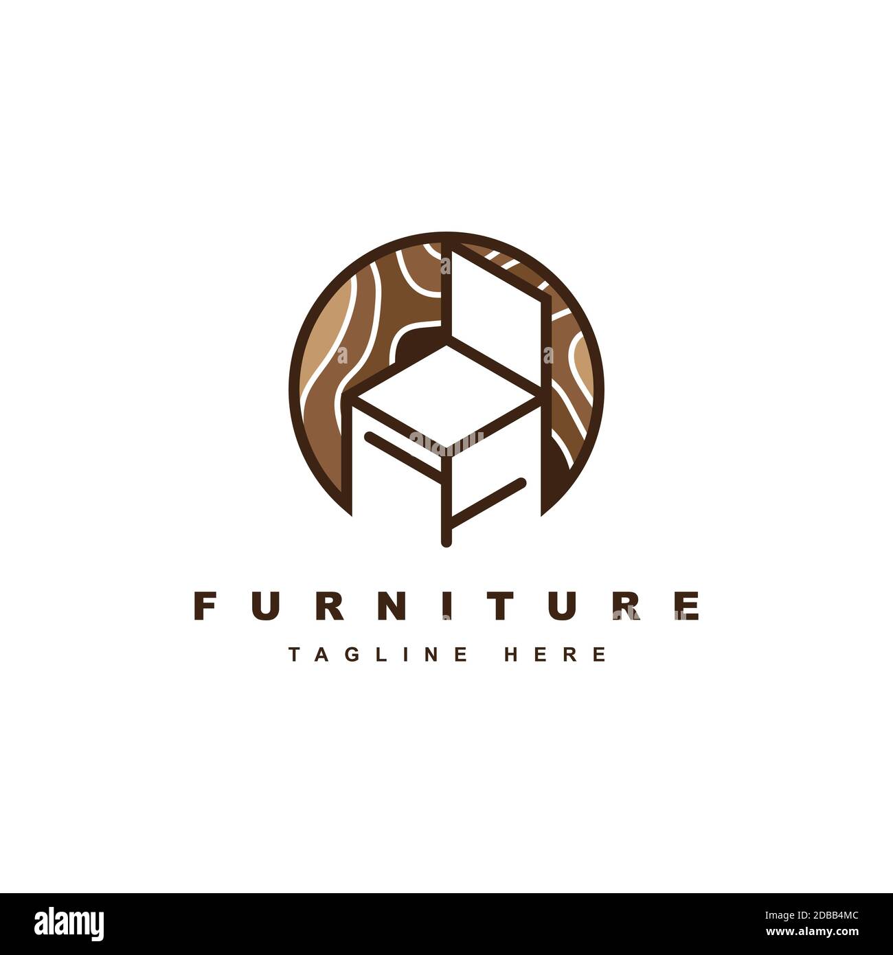 Logo design di mobili icona vettore template.Chair simbolo in linea arte stile Illustrazione Vettoriale