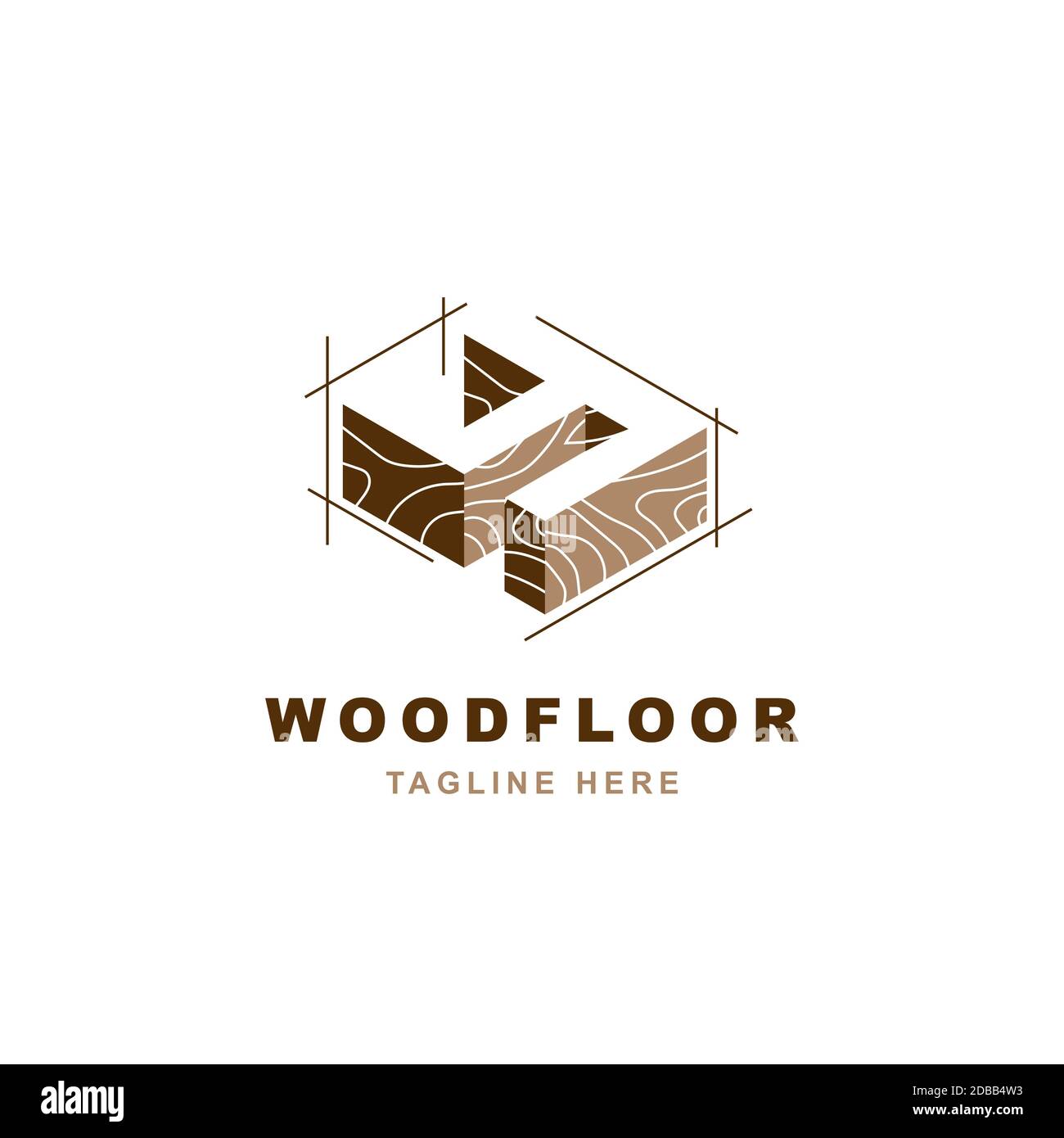 Logo in legno con modello vettoriale a forma di lettera y Illustrazione Vettoriale