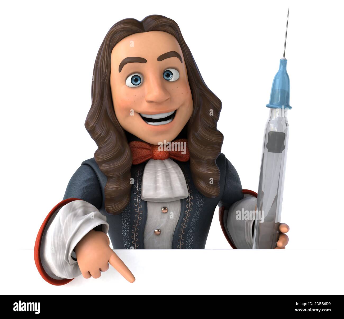 3D Illustrazione di un uomo cartoon in costume storico barocco Foto Stock