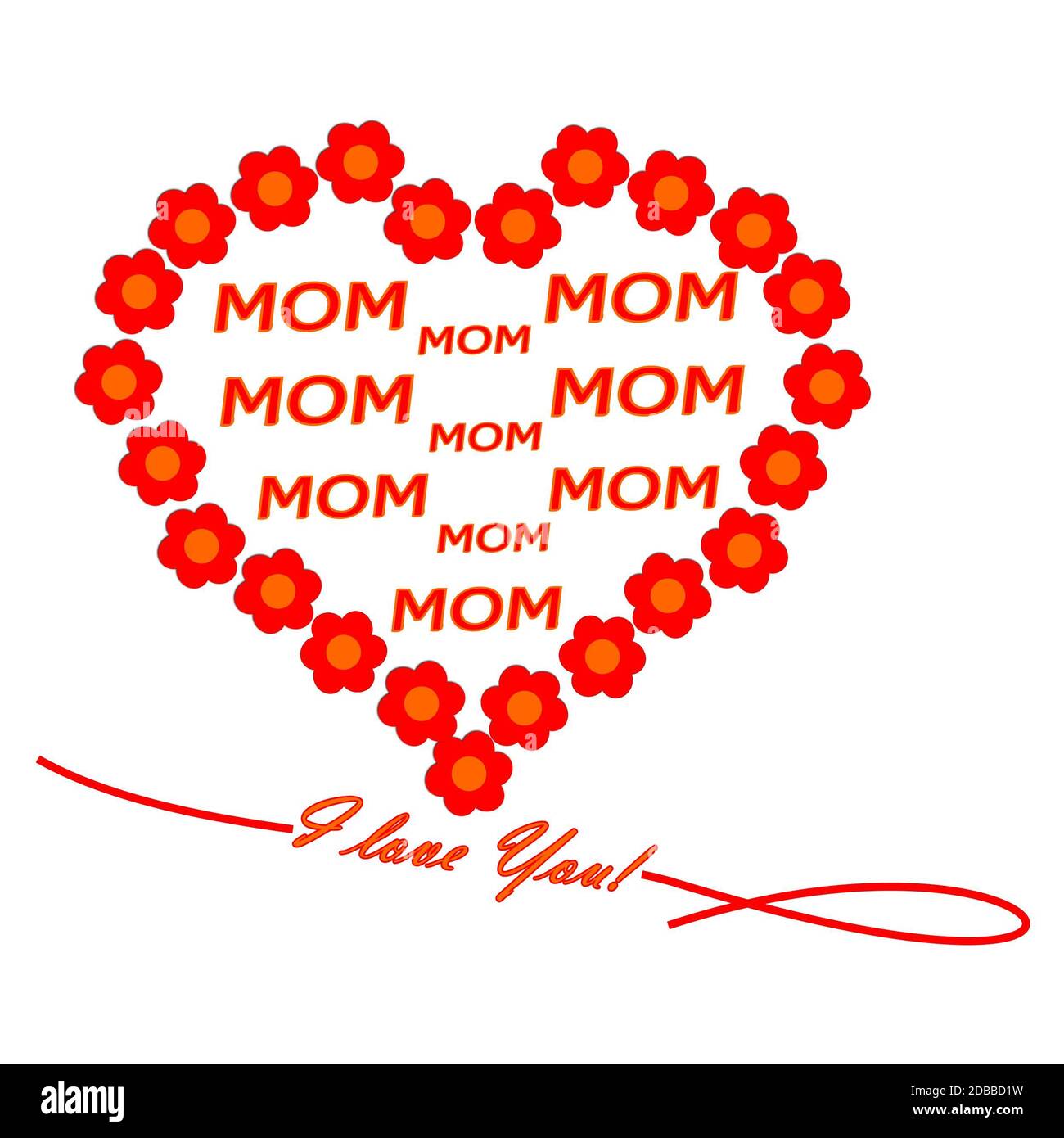 Mamma Io ti amo con cuore rosso â illustrazione Foto Stock