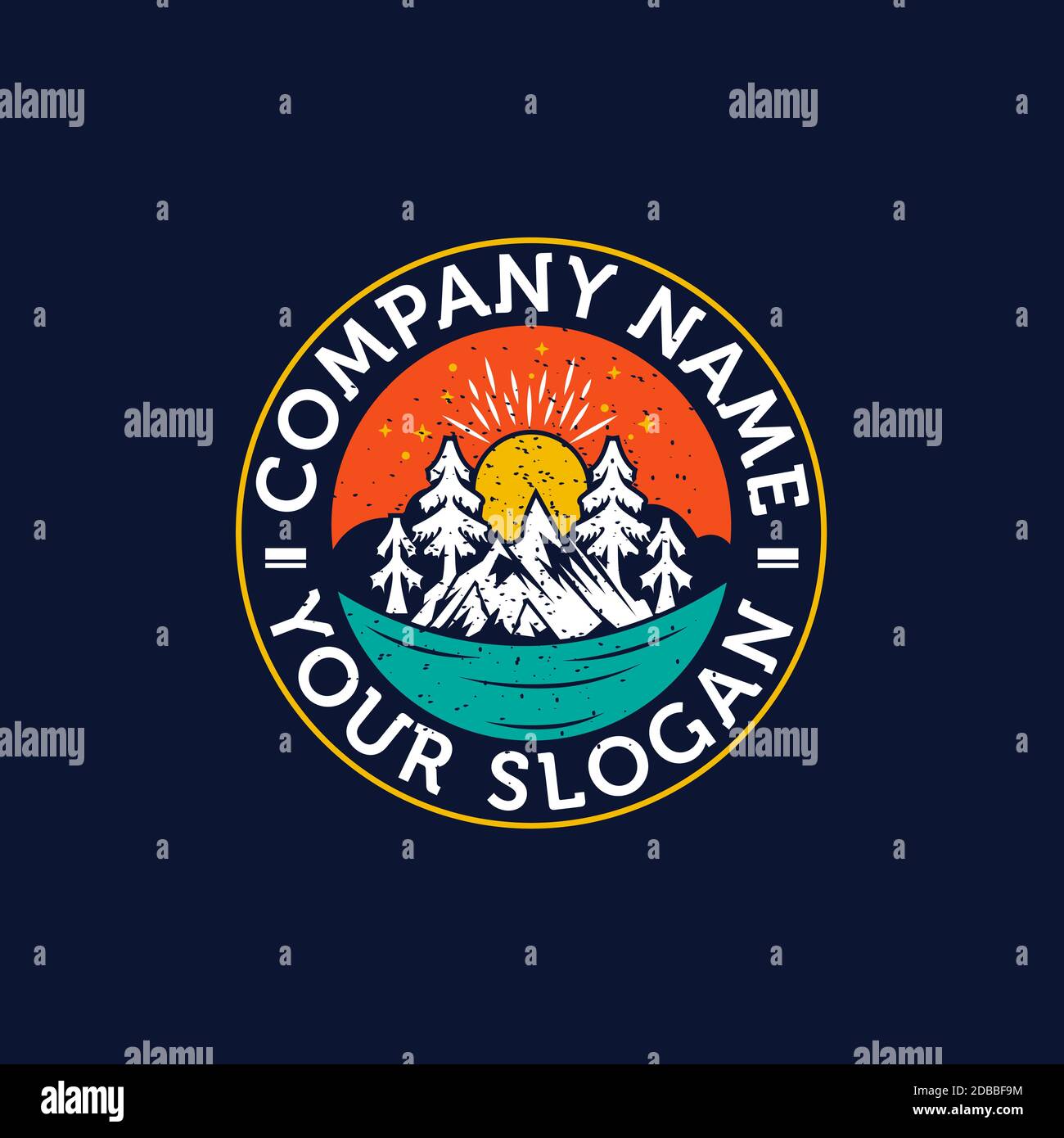 Illustrazione della montagna, avventura all'aperto . Grafica vettoriale per t-shirt e altri usi. Illustrazione Vettoriale