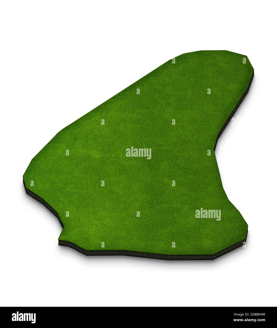 Illustrazione di una mappa verde delle Barbados su sfondo bianco isolato. Proiezione in prospettiva isometrica 3D sinistra. Foto Stock