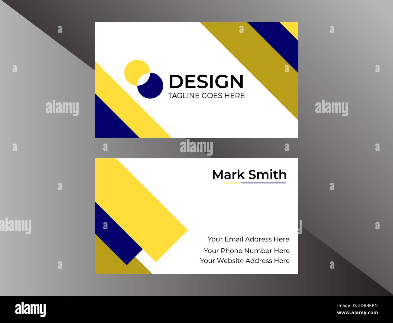 Stile aziendale 2 lati Business Card Design con forme eleganti e colori moderni Illustrazione Vettoriale