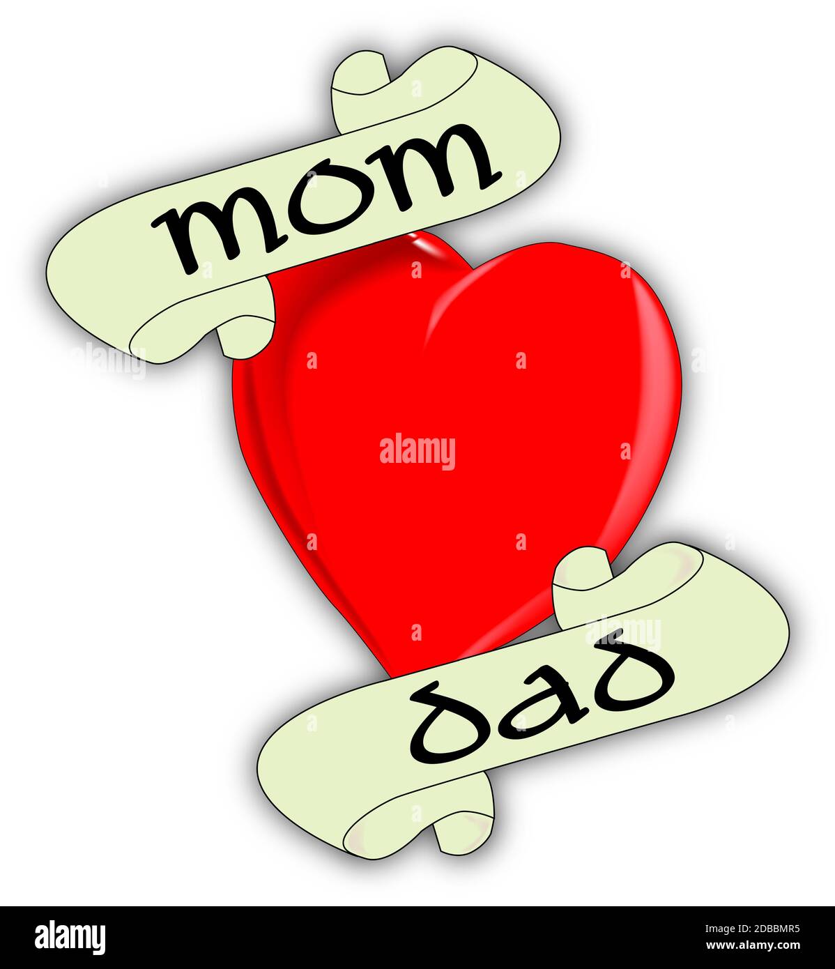 Un'immagine in stile tatuaggio del logo 'Love Mum and Dad'. Foto Stock