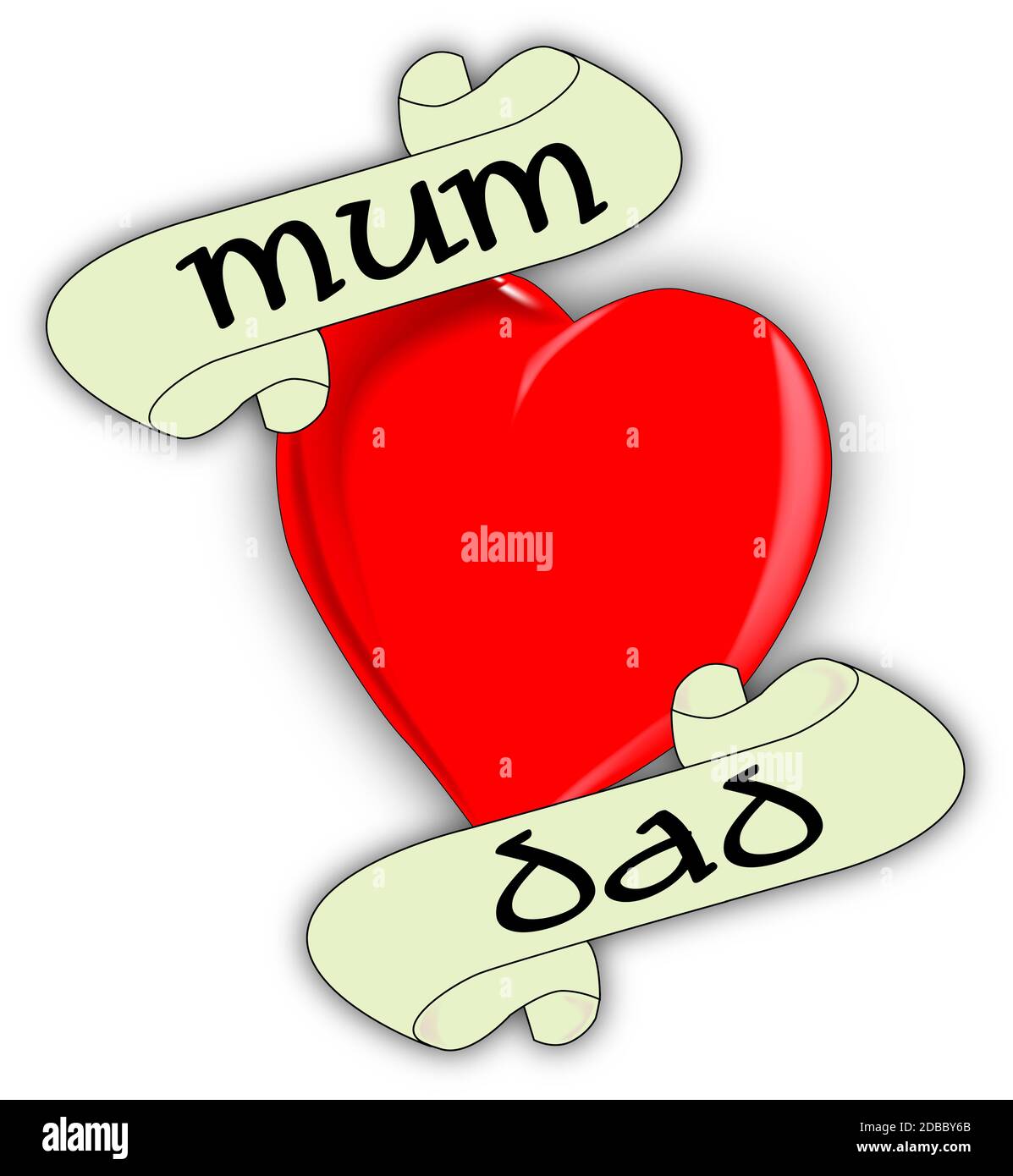 Un'immagine in stile tatuaggio del logo 'Love Mum and Dad'. Foto Stock