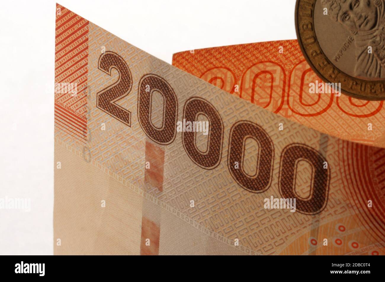 Primo piano sulla valuta cilena Foto Stock