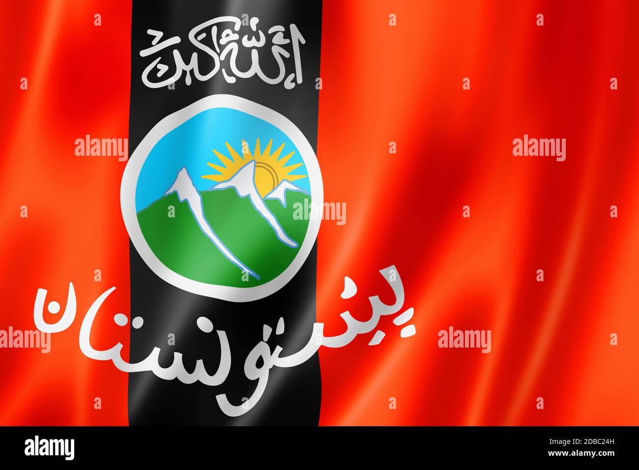 Bandiera etnica Pashtuns, Afghanistan e Pakistan. Illustrazione 3D Foto Stock