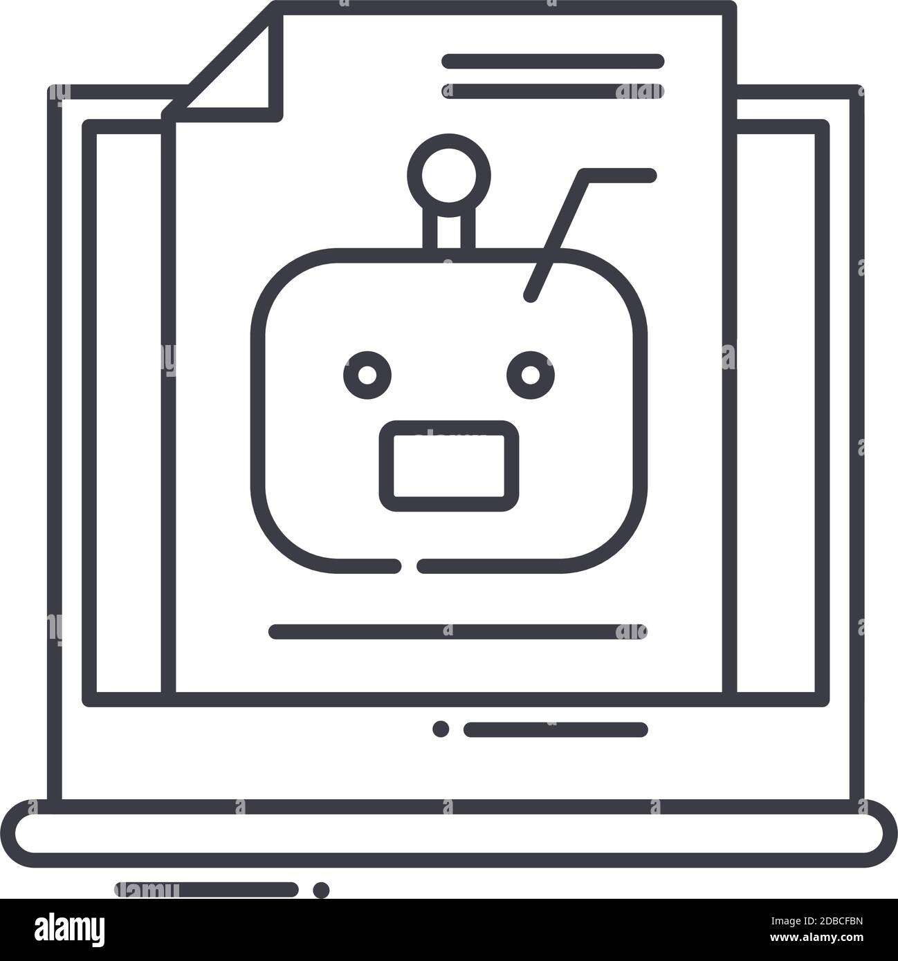 Icona di script robotici, illustrazione lineare isolata, vettore a linee sottili, segno di disegno web, simbolo di concetto di contorno con tratto modificabile su sfondo bianco Illustrazione Vettoriale