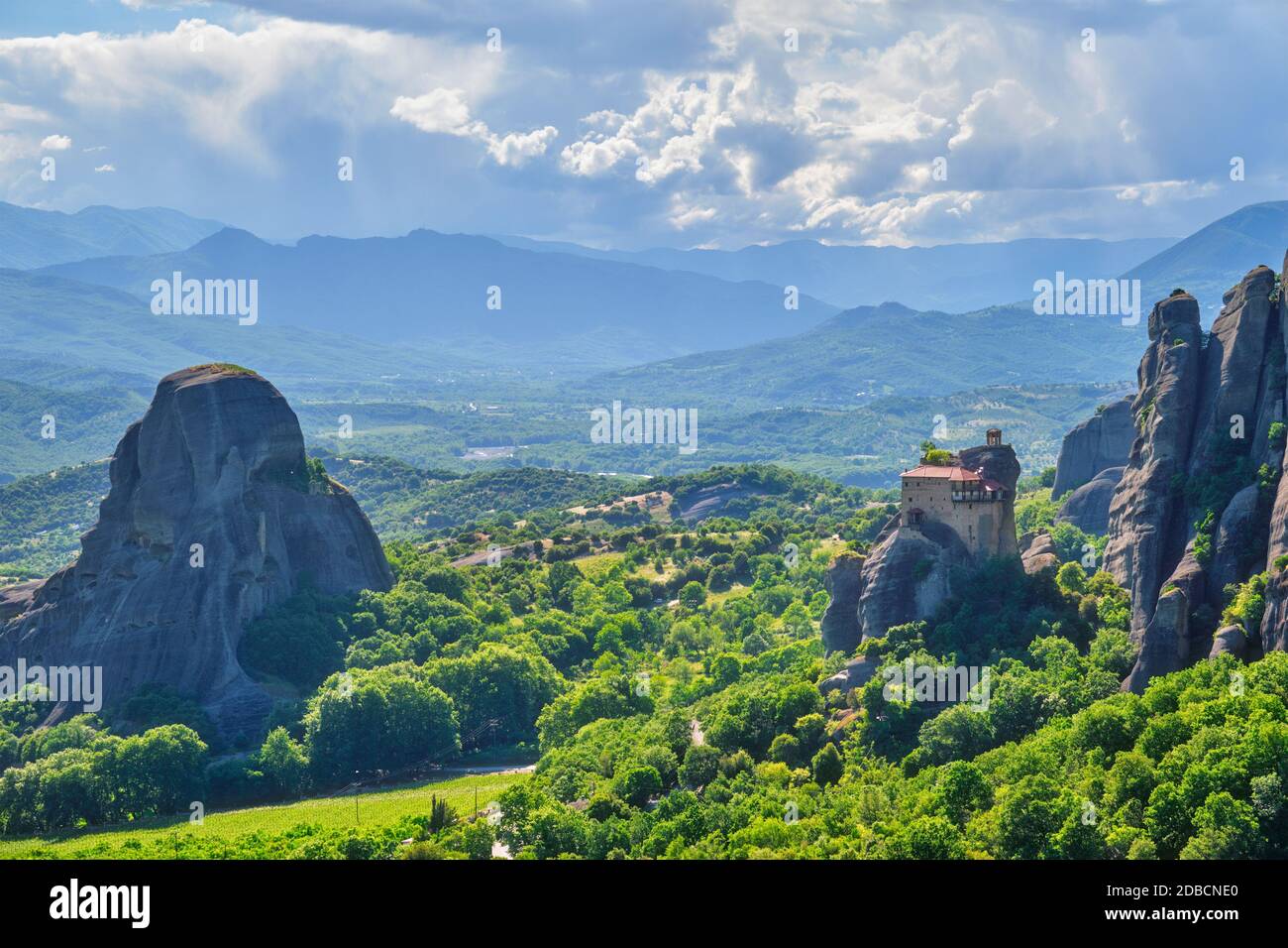 Monastero di San Nicola Anapavsa Anapausas nella famosa destinazione turistica greca Meteora in Grecia al mattino Foto Stock