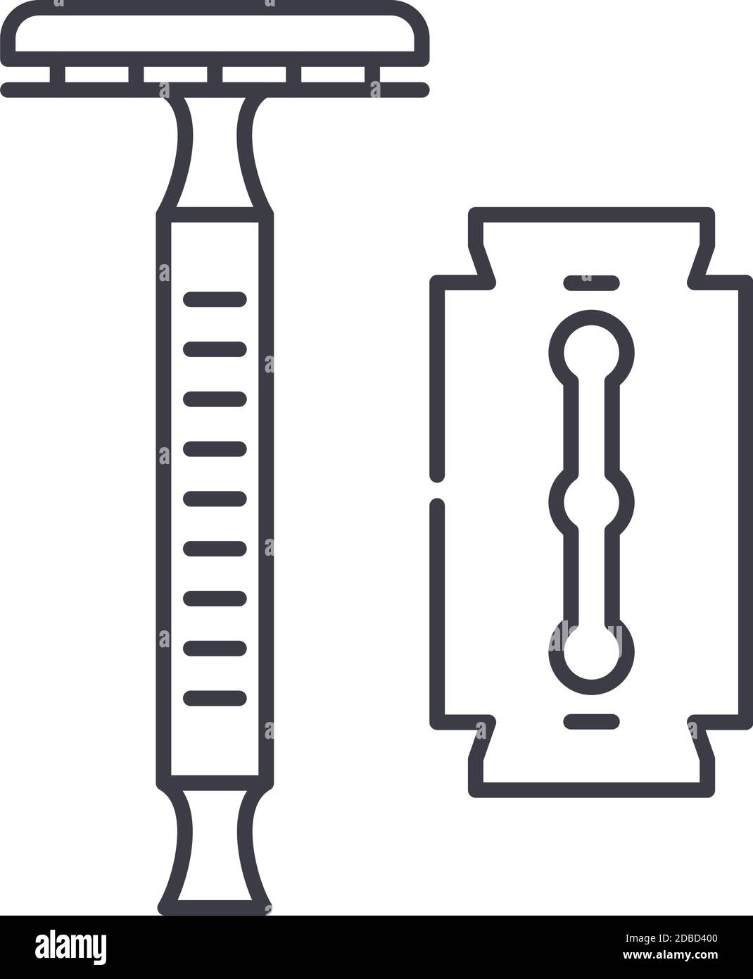 Icona Razor for MEN, illustrazione lineare isolata, vettore di linea sottile, segno di disegno web, simbolo di concetto di contorno con tratto modificabile su sfondo bianco. Illustrazione Vettoriale