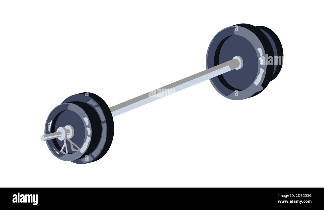 Barbell con peso grande, attrezzature per allenamento sportivo in palestra, cartoon vettoriale illustrazione Illustrazione Vettoriale