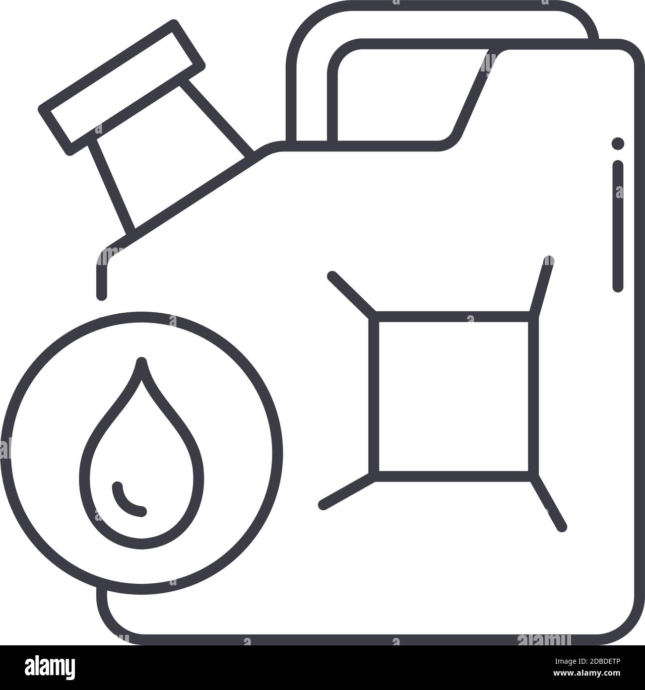 Icona jerrycan, illustrazione lineare isolata, vettore di linea sottile, segno di disegno web, simbolo di concetto di contorno con tratto modificabile su sfondo bianco. Illustrazione Vettoriale