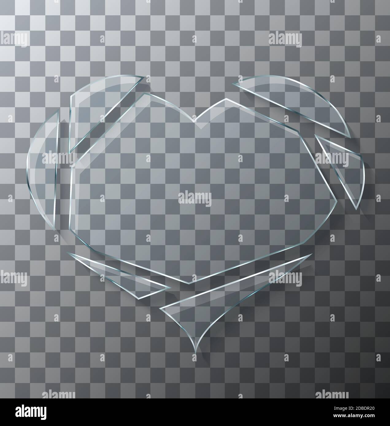 Vector Modern Concept Broken Heart Glass su sfondo trasparente. Illustrazione Vettoriale