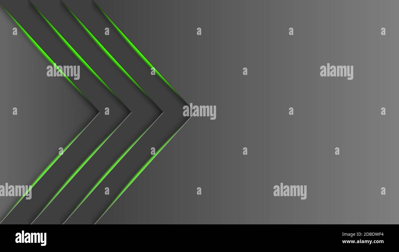 Sfondo astratto - frecce grafiche con linee d'ombra verdi - spazio vuoto per il testo Foto Stock