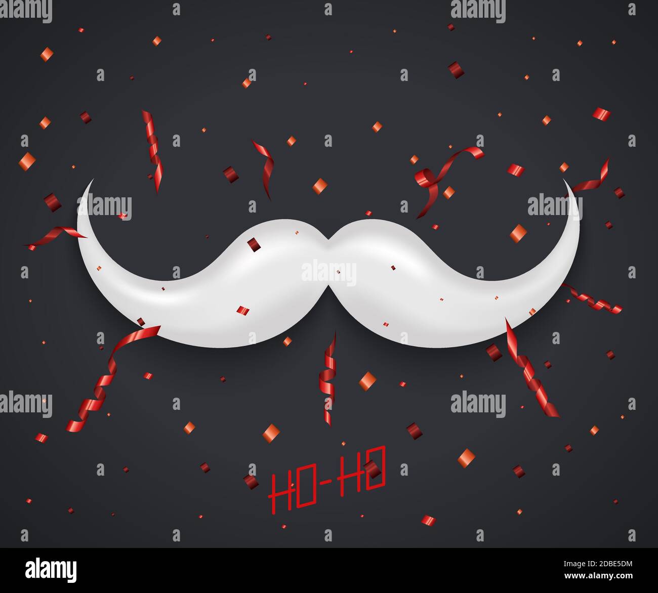 baffi moderni vettoriali icona santa e confetti glitter Illustrazione Vettoriale