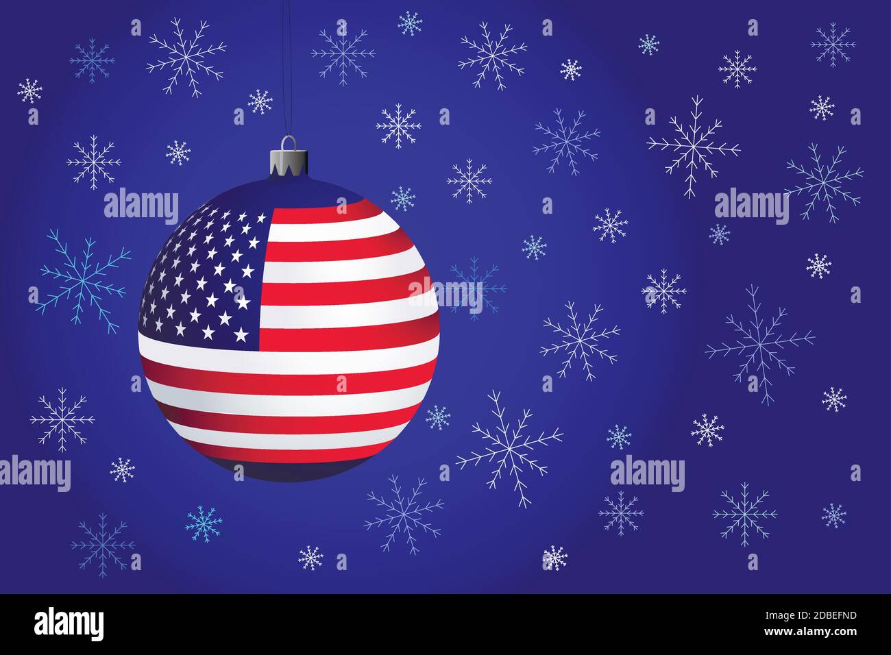 Palla di Natale blu con bandiera degli Stati Uniti Illustrazione Vettoriale