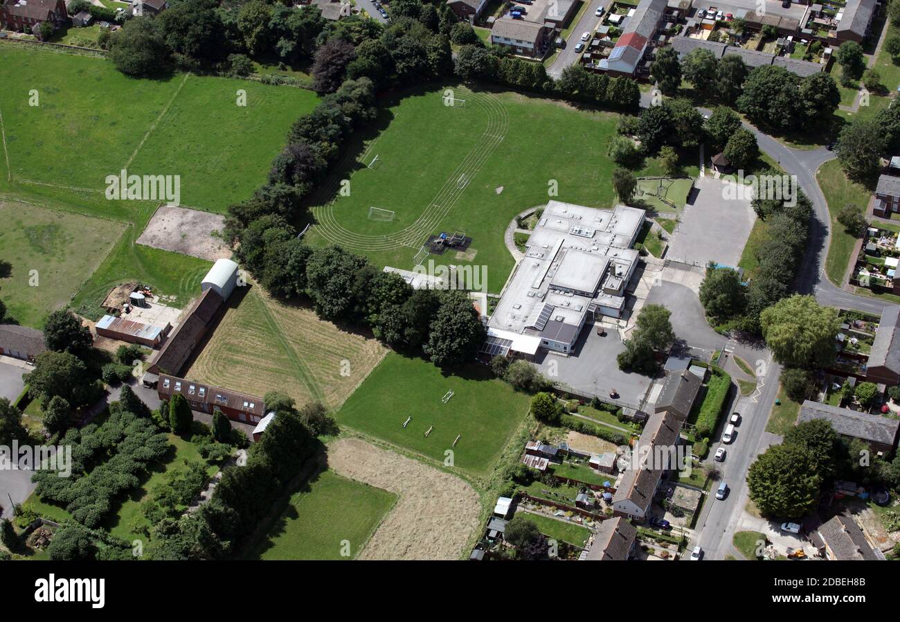 Vista aerea della Stockholm CR School, Primary School, Oxfordshire, UK Foto Stock