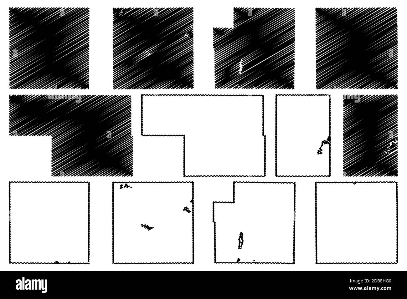 Oscoda, Osceola, Newaygo, Montcalm, Otsego e Ogemaw County, Michigan (Stati Uniti, Stati Uniti d'America, USA, Stati Uniti, Stati Uniti), illustrazione vettoriale della mappa, Illustrazione Vettoriale