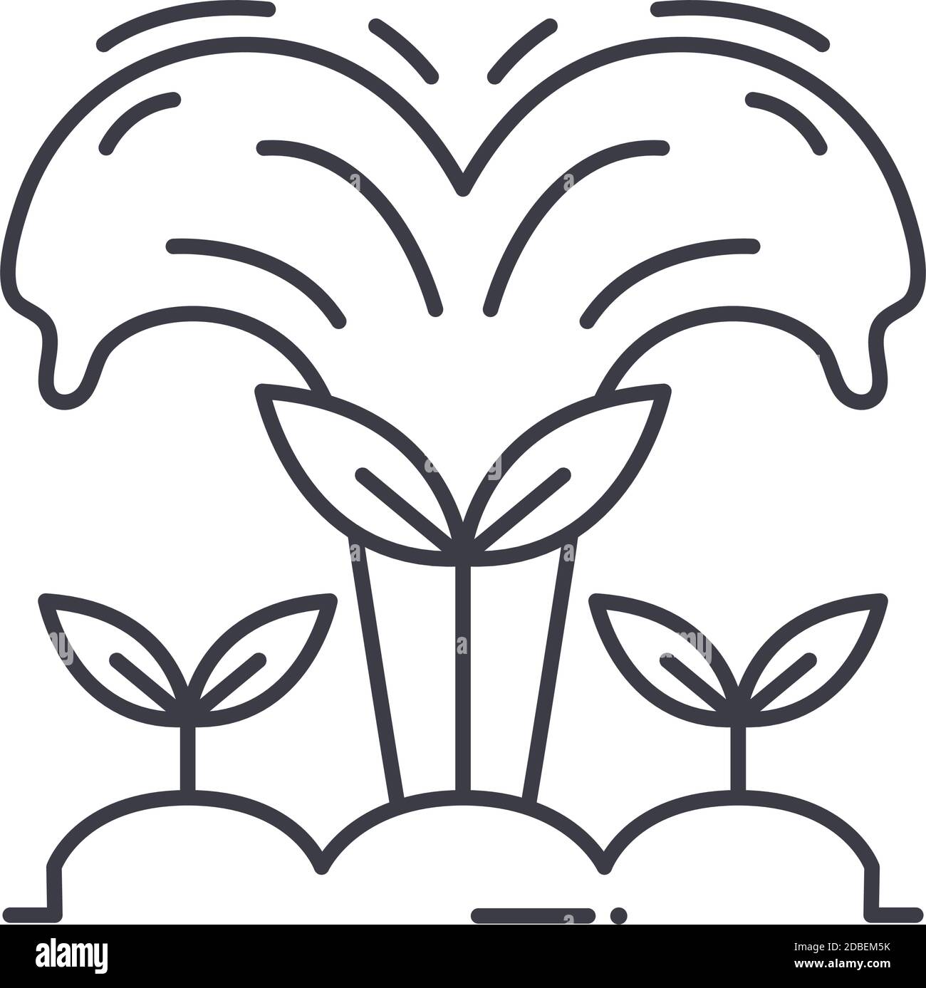 Icona di irrigazione, illustrazione lineare isolata, vettore di linea sottile, segno di disegno di fotoricettore, simbolo di concetto di contorno con tratto modificabile su sfondo bianco. Illustrazione Vettoriale