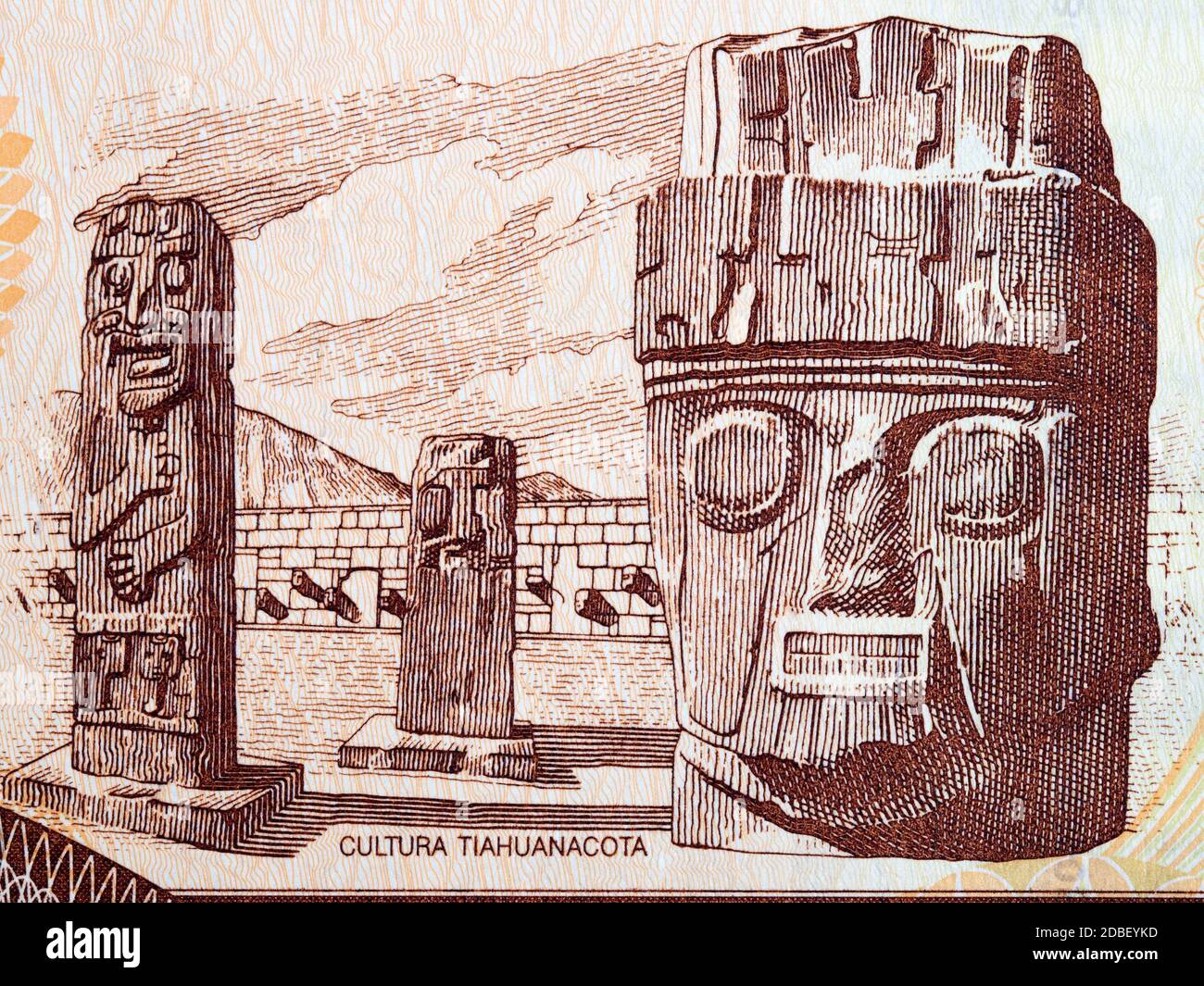Tiwanaku da denaro boliviano Foto Stock