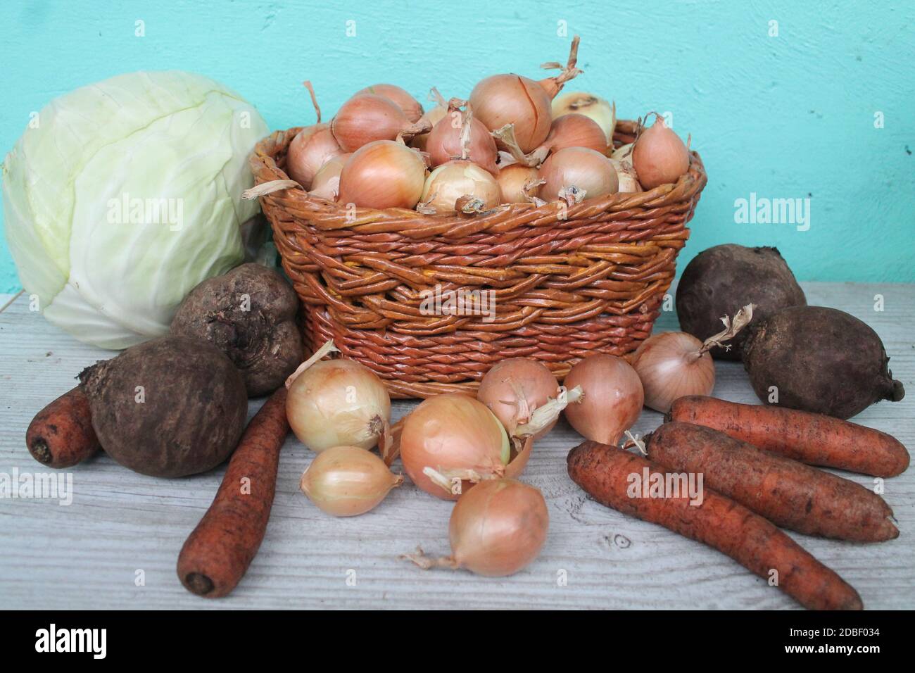 composizione di verdure fresche succose autunno bel raccolto Foto Stock