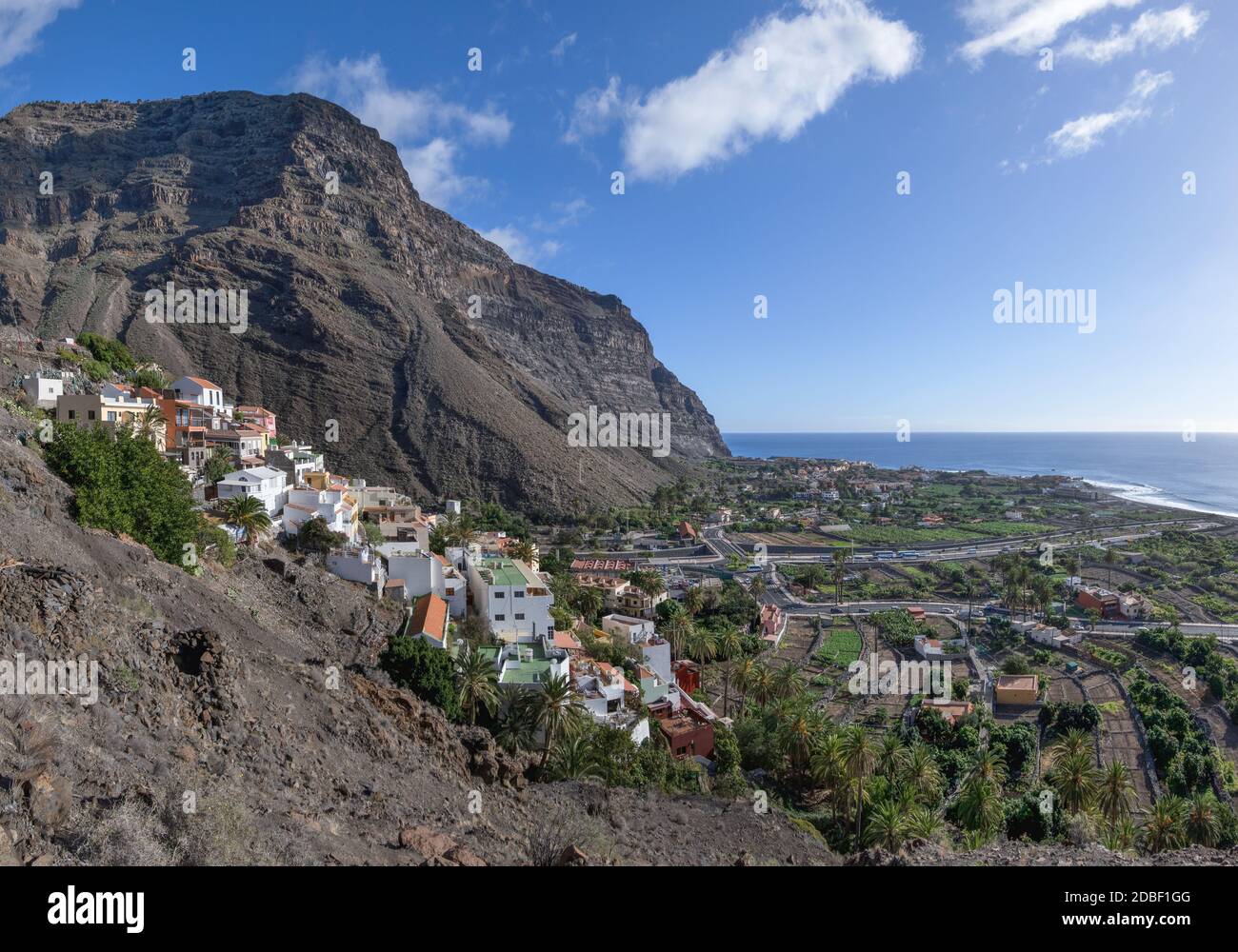 La Calera e la bassa Valle Gran Rey sull'isola di la Gomera Foto Stock