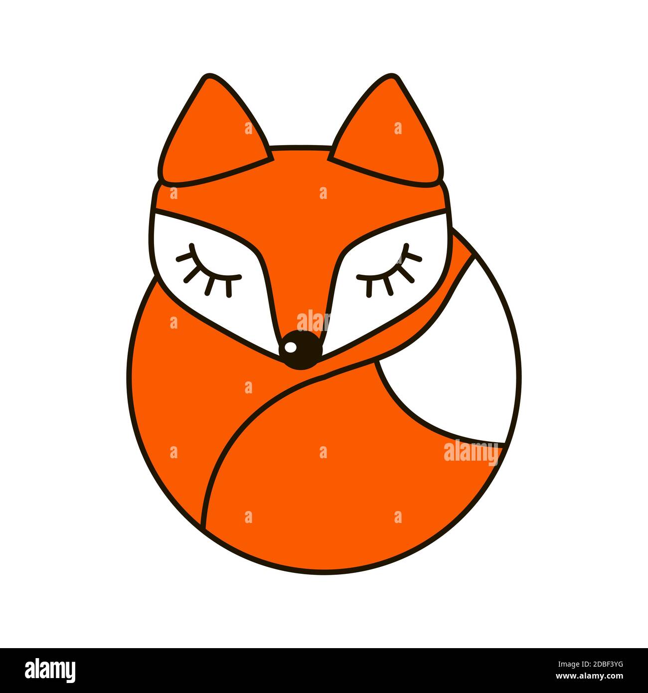 Fox cute art segno in curve linee Illustrazione Vettoriale