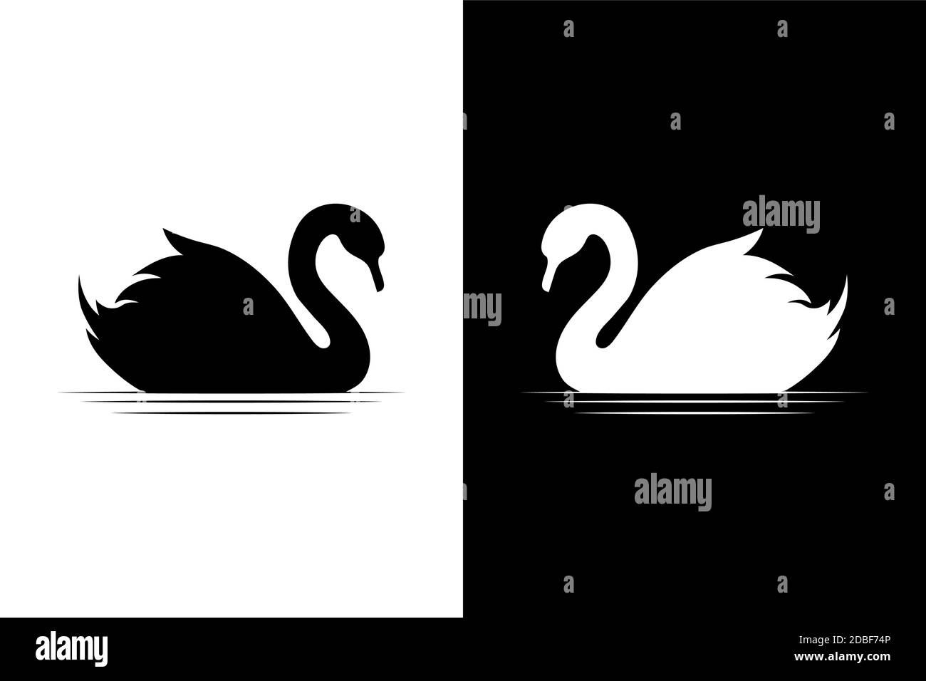Swan silhouette Collection illustrazione vettoriale Illustrazione Vettoriale