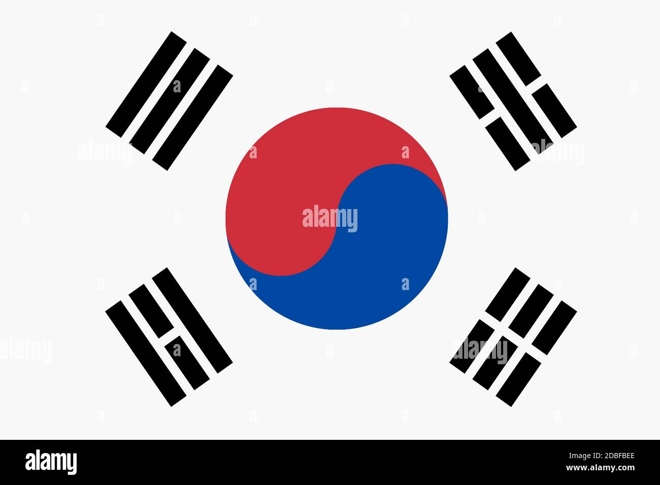 Una bandiera della Corea del Sud sfondo illustrazione rosso blu Taegukgi Foto Stock