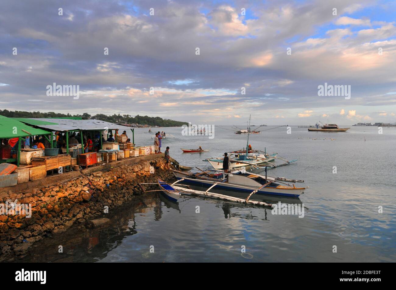 Marger di pesce nella città di Tagbilran in umore di mattina nelle Filippine Foto Stock
