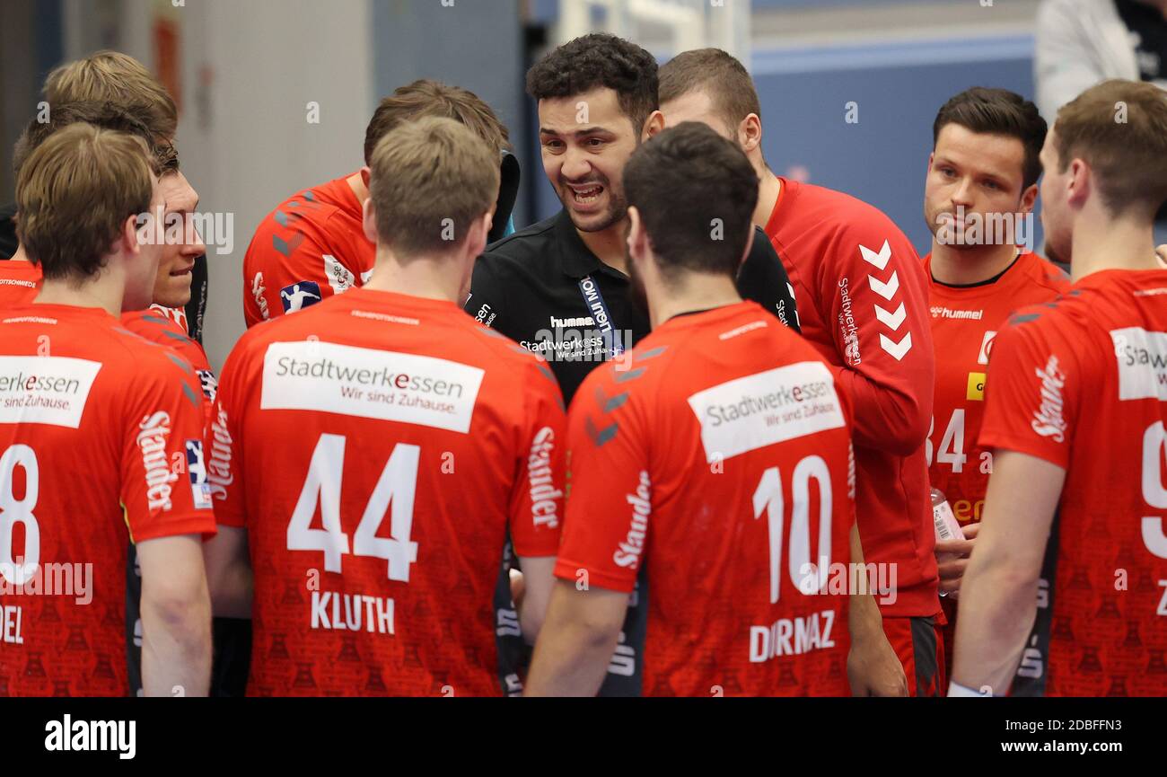 Eat, Germania. Firo: 15.11.2020, pallamano, Liqui Moly Bundesliga, HBL, stagione 2020/2021 TUSEM Essen - SG Nordhorn TUSEM, allenatore, JAMAL NAJI, gesto | utilizzo nel mondo Credit: dpa/Alamy Live News 2020 Foto Stock