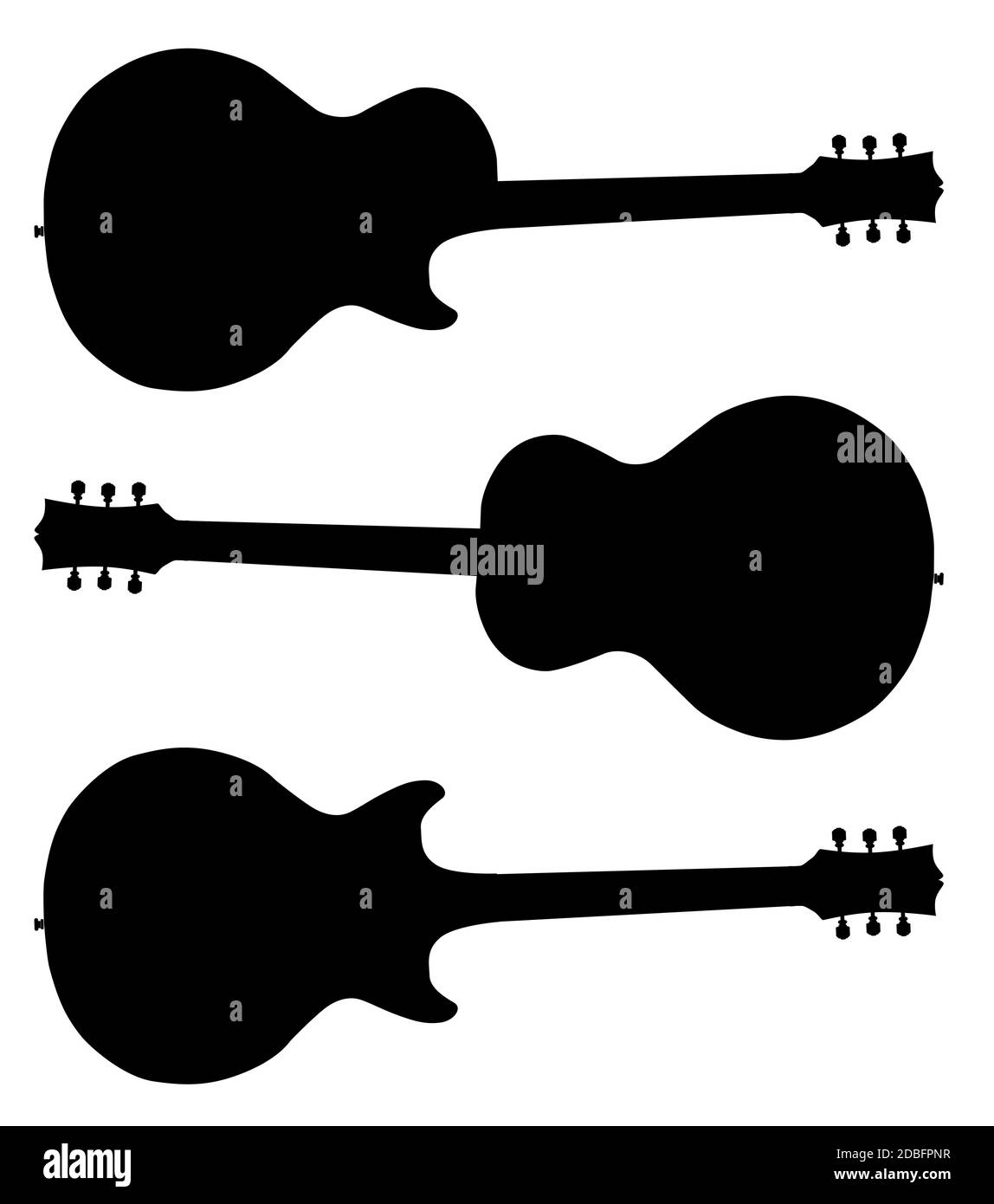Chitarra tradizionale forma sagome isolate su uno sfondo bianco Foto Stock