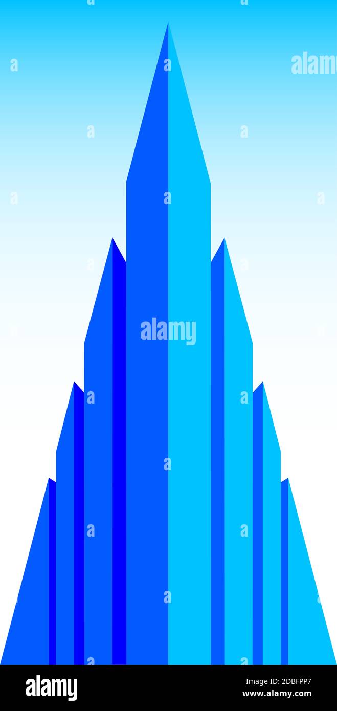 Un alto isolato blu della città con ombra e prospettiva Foto Stock