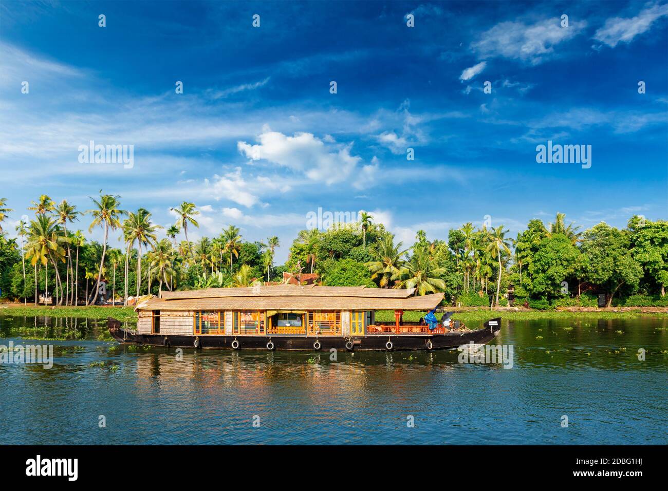 Casa galleggiante sul Kerala backwaters in Kerala, India Foto Stock