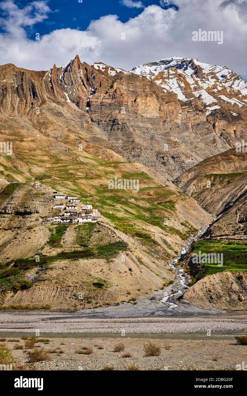 Villaggio di chiodatura in pin Valley, Himachal Pradesh, India Foto Stock