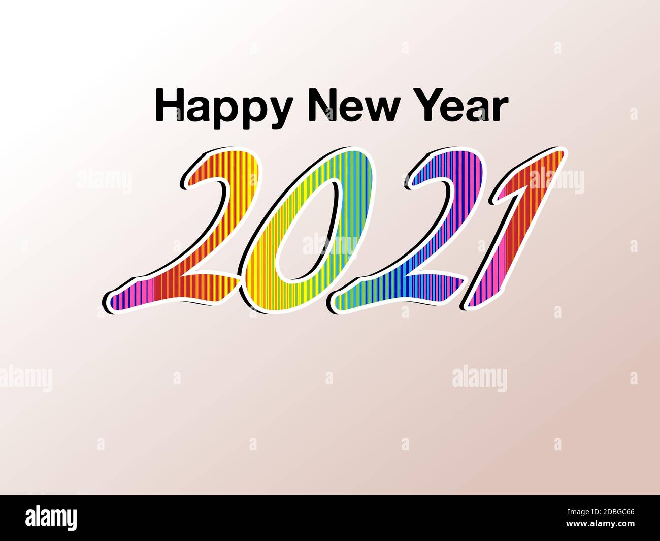 Un'illustrazione colorata di un felice anno nuovo 2021, che quest'anno è stato pieno di pandemia causata dal virus della corona, e spero che quest'anno 2021 sarà migliore. Foto Stock