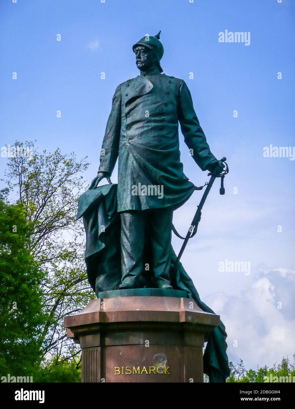 Statua di bronzo Bismarck nel Parco di Berlino, Germania Foto Stock