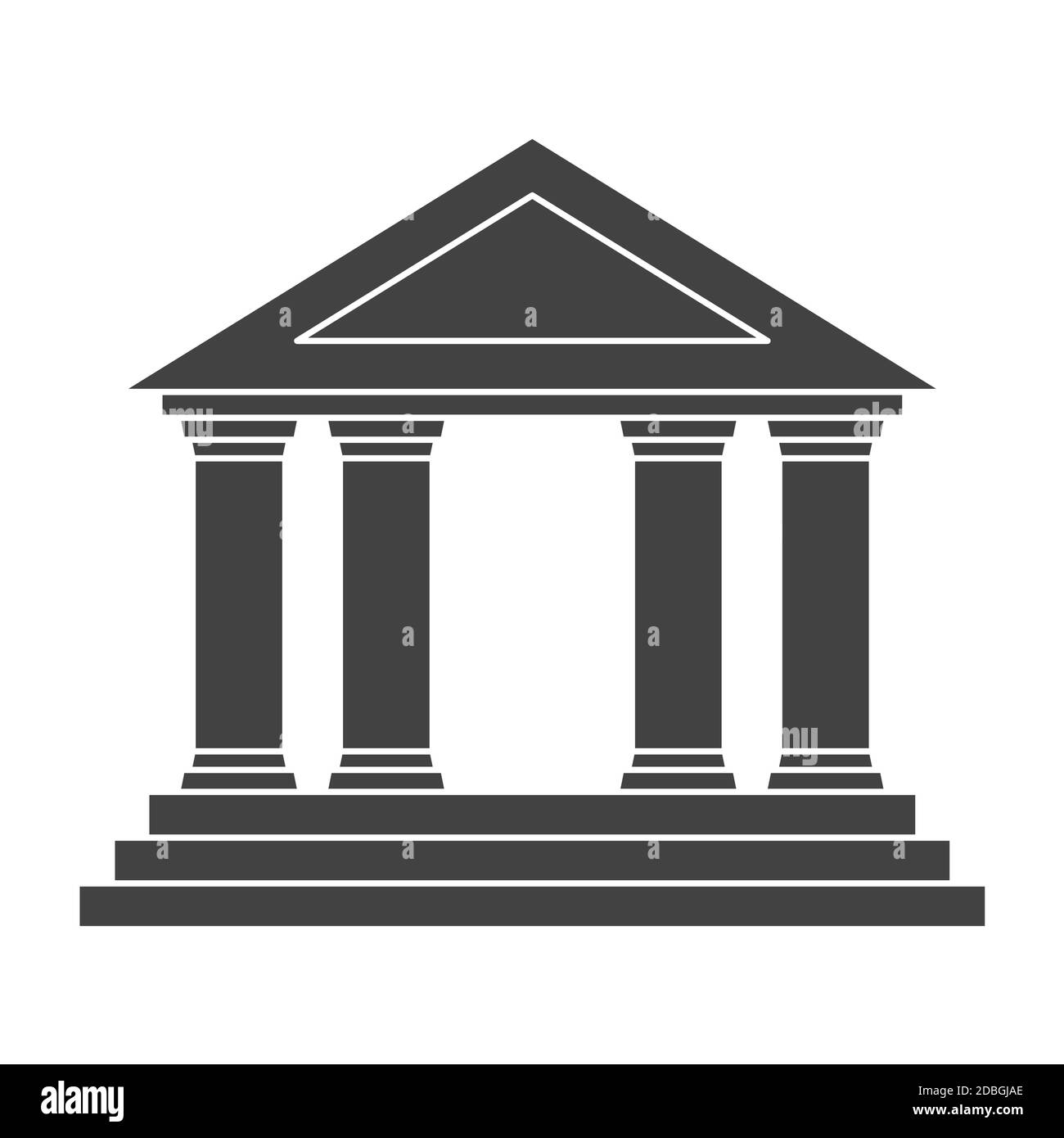 Icona vettoriale piatta nera per la creazione di banche. Vista classica. Illustrazione Vettoriale