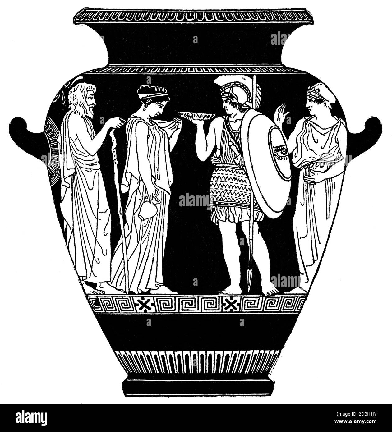 Vasetto di stoccaggio antico di Pompei. Illustrazione del 19 ° secolo. Sfondo bianco. Foto Stock