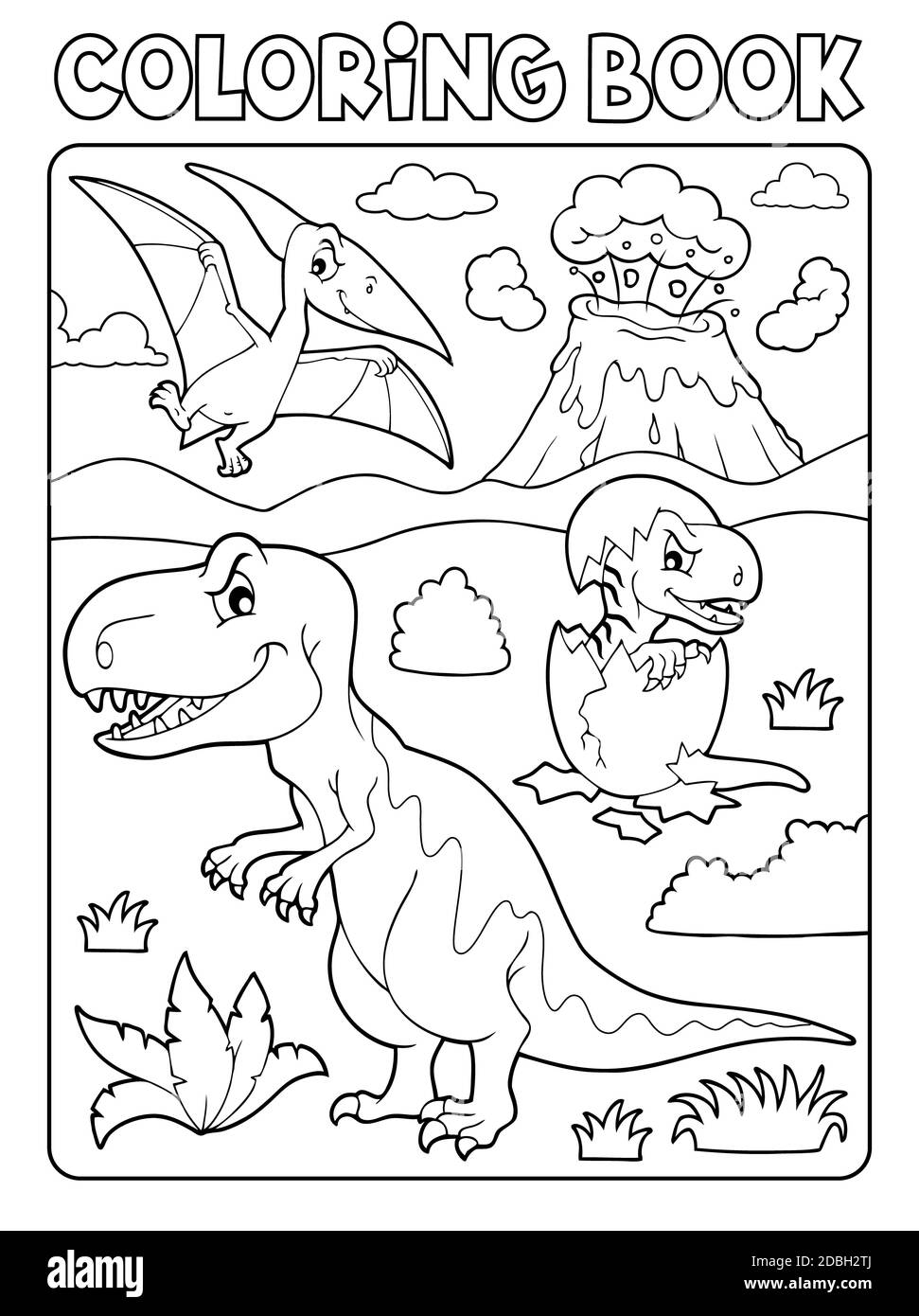 Libro da colorare dinosauro soggetto immagine 9 - illustrazione dell'immagine. Foto Stock