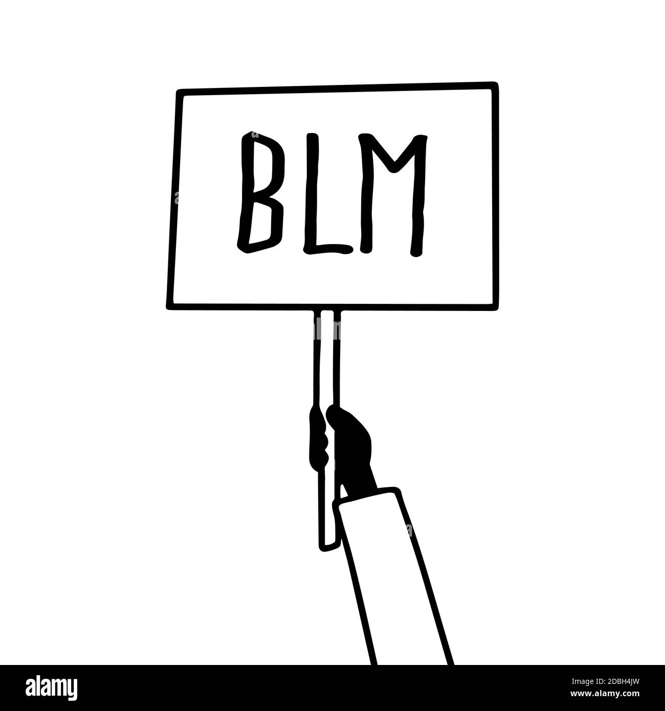 Vector Picket Placard segno nero Live Matter protesta. Cartello della mano di protesta attivista Foto Stock