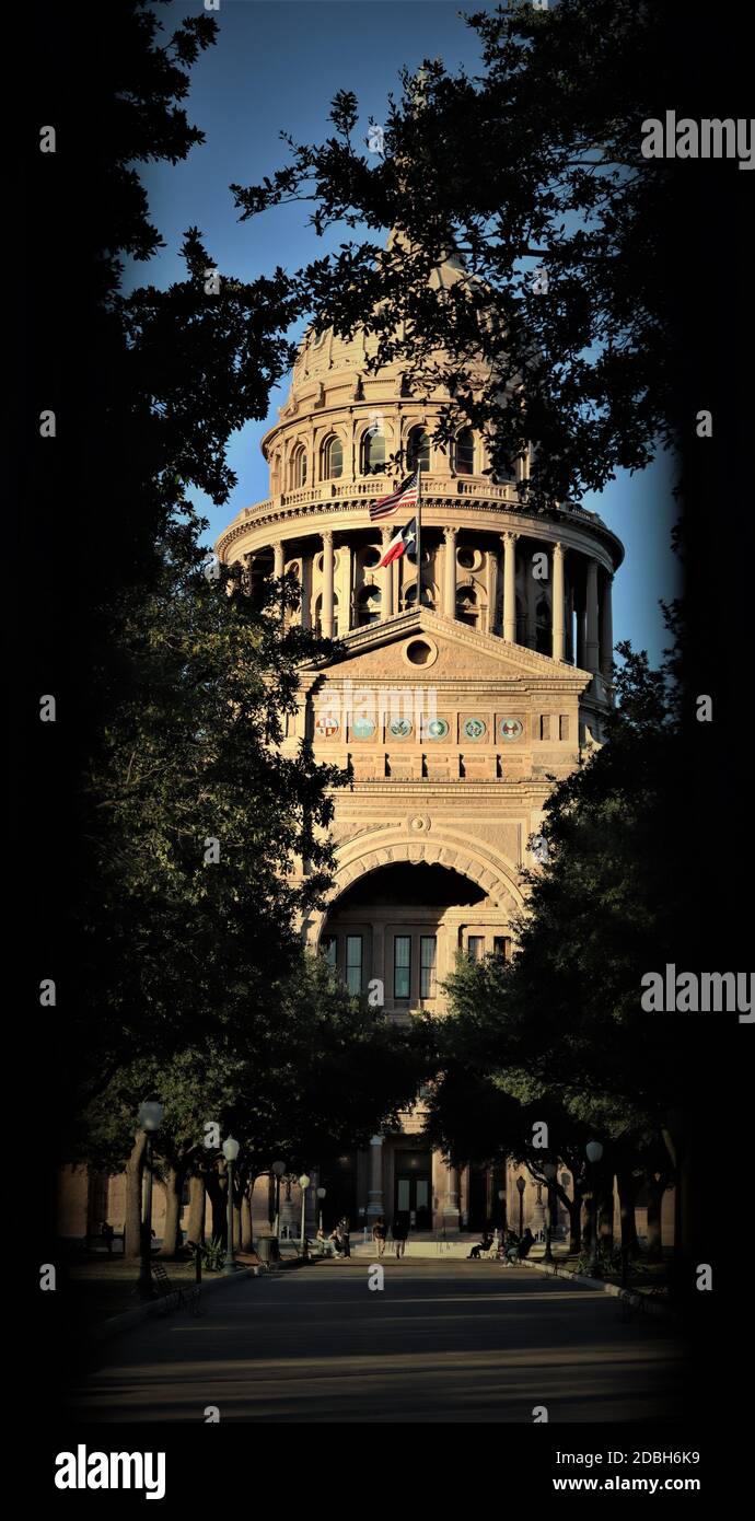 L'edificio del Campidoglio del Texas su South Congress Street. Foto Stock