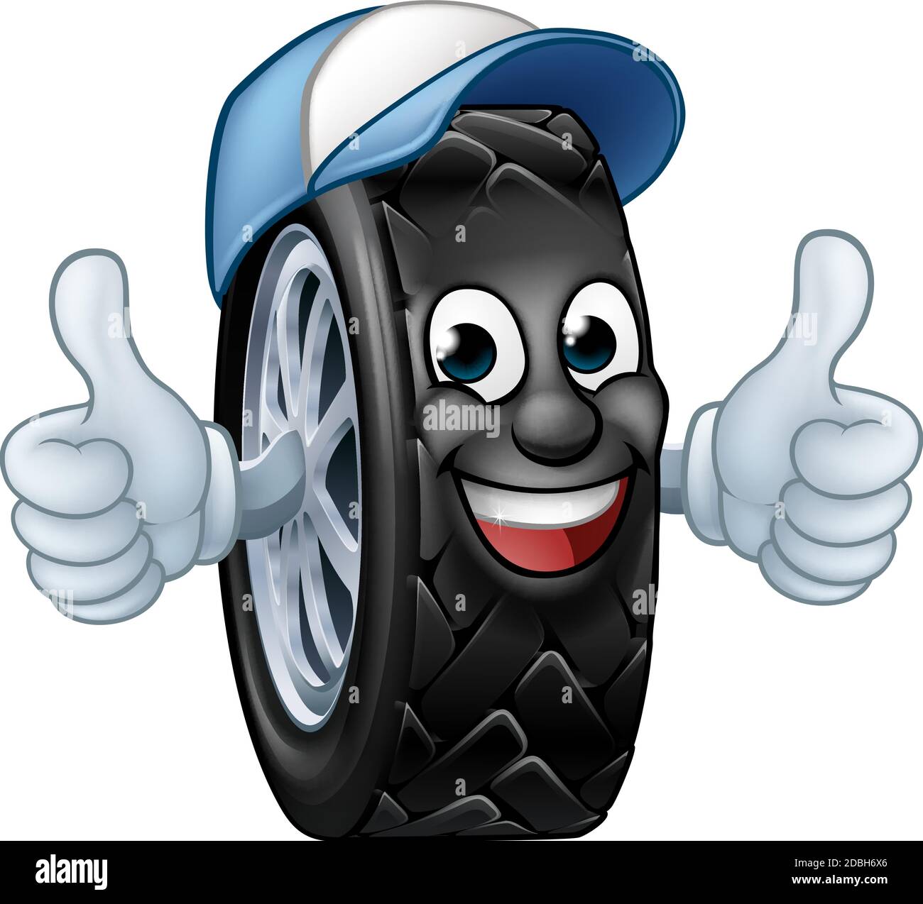 Pneumatico Cartoon Autofficine mascotte di servizio Illustrazione Vettoriale