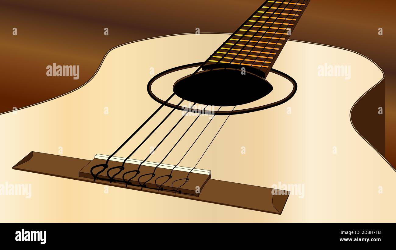 La parte superiore di un stile flamenco chitarra acustica. Foto Stock