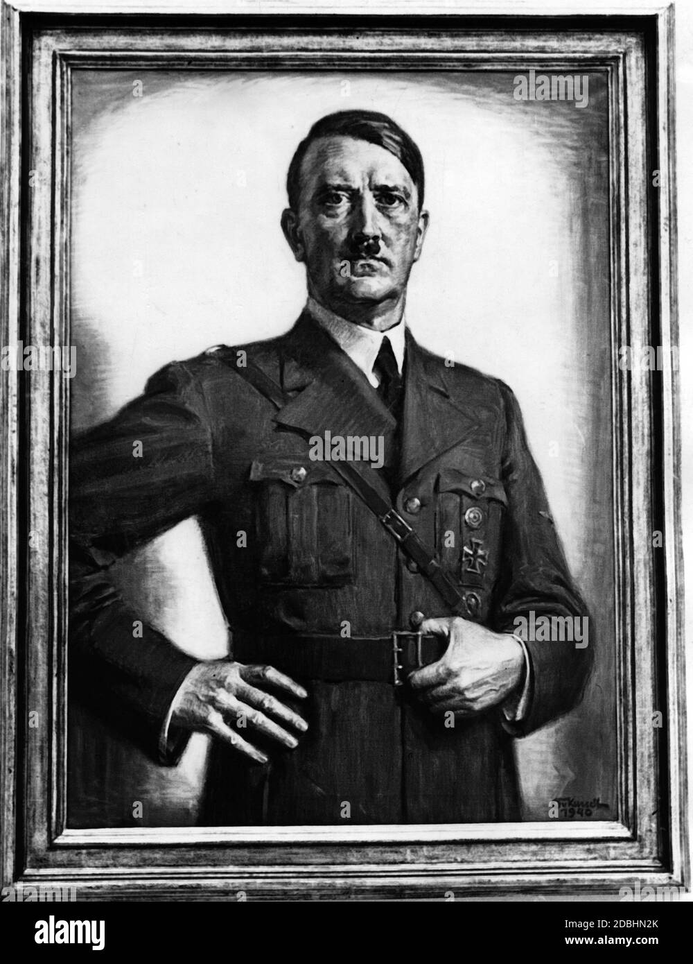 Adolf Hitler raffigurazioni in arte e pittura, qui in uniforme di partito con Croce di ferro e Badge ferita. (foto non datata) Foto Stock