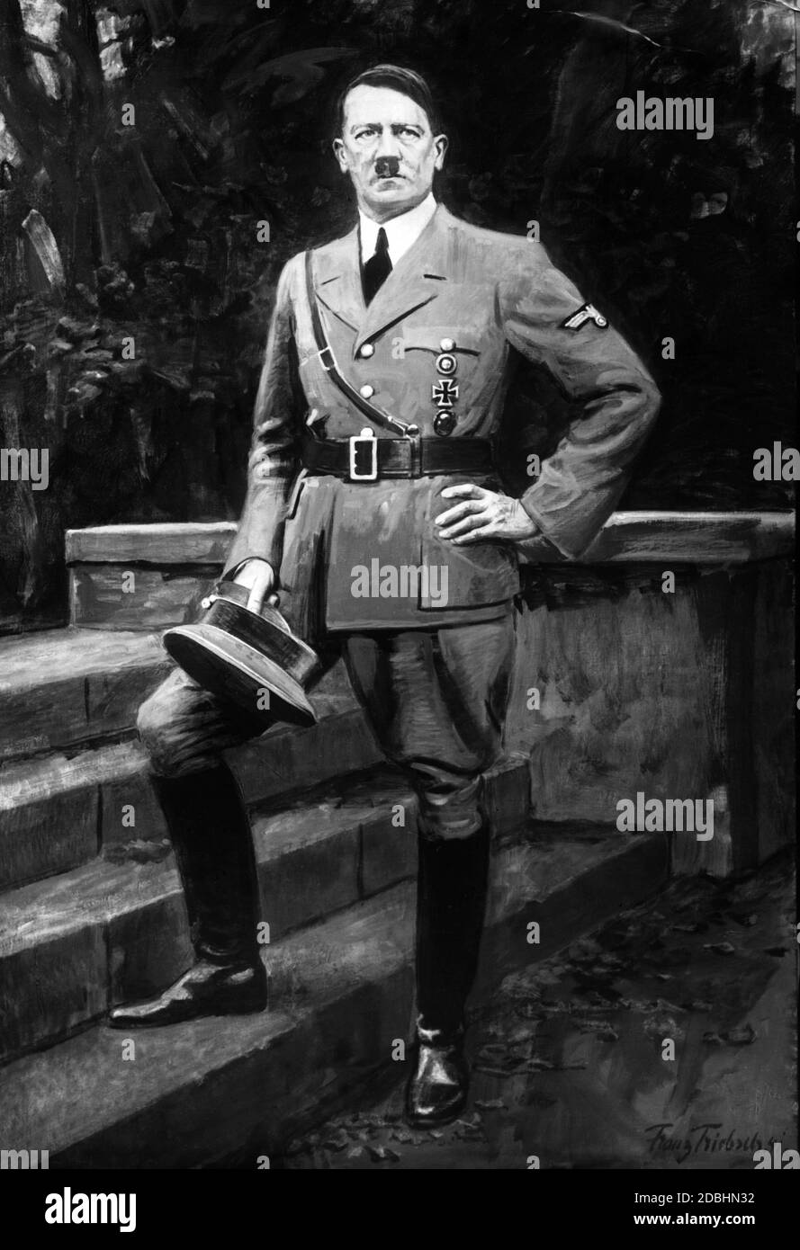 Ritratto di Adolf Hitler di Franz Triebsch in uniforme di partito con Croce di ferro e Badge ferita. (foto non datata) Foto Stock