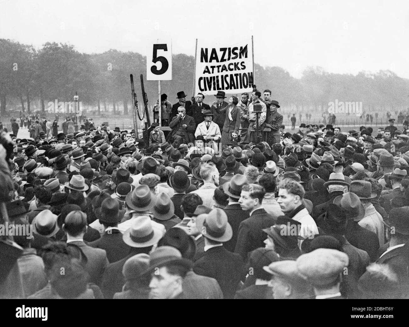 Dimostrazione comunista a Hyde Park di Londra. Foto Stock