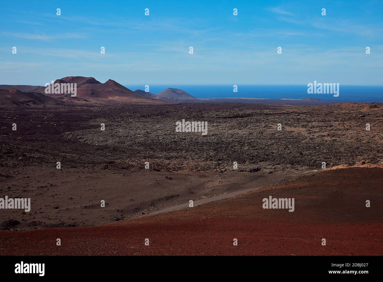 Paesaggio vulcanico del Parco Nazionale Timanfaya a Lanzarote, Spagna Foto Stock